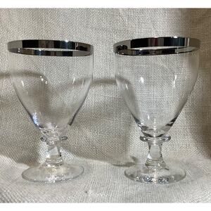 2 CORCORAN Lisa platinum trim water goblet glasses